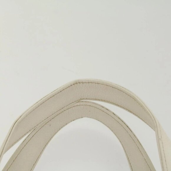 CHANEL Tote Bag Grained Calf Skin White CC Auth bs8320 - Picture 9 of 16